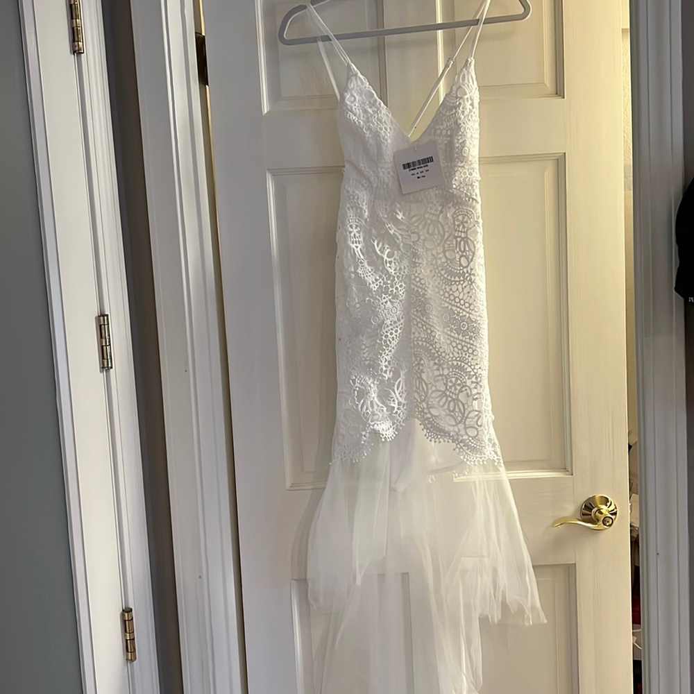 Hi-Low White Laced Dress